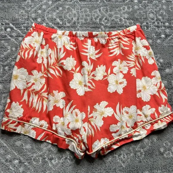 BedHead Pajama Shorts Women's Medium Red White Floral Print Sleep Lounge Organic - Picture 8 of 8